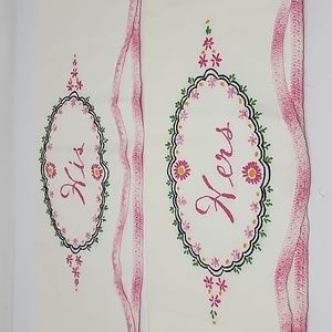 Vintage Embroidered Standard Pillow Cases FLAW - 'Grandma-core'